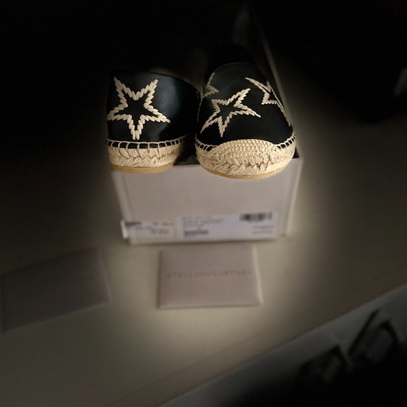 STELLA MCCARTNEY Espadrilles Shoes Selene Star Black Natural Jute Size 8 - Picture 2 of 7